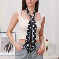 Black & White Polka Dot Satin Silky Skinny Scarf