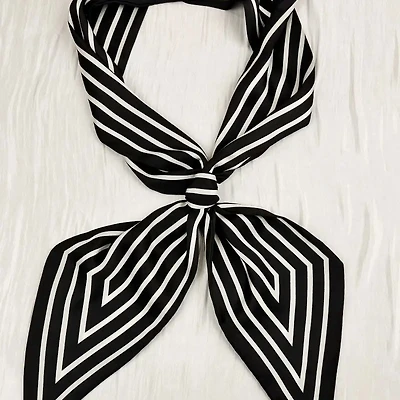 Striped Satin Silky Skinny Scarf