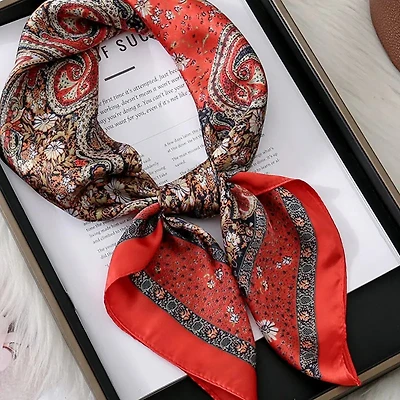 Paisley Print Silk Square Scarf
