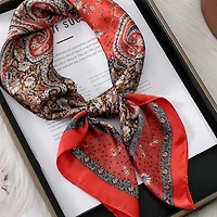 Paisley Print Silk Square Scarf