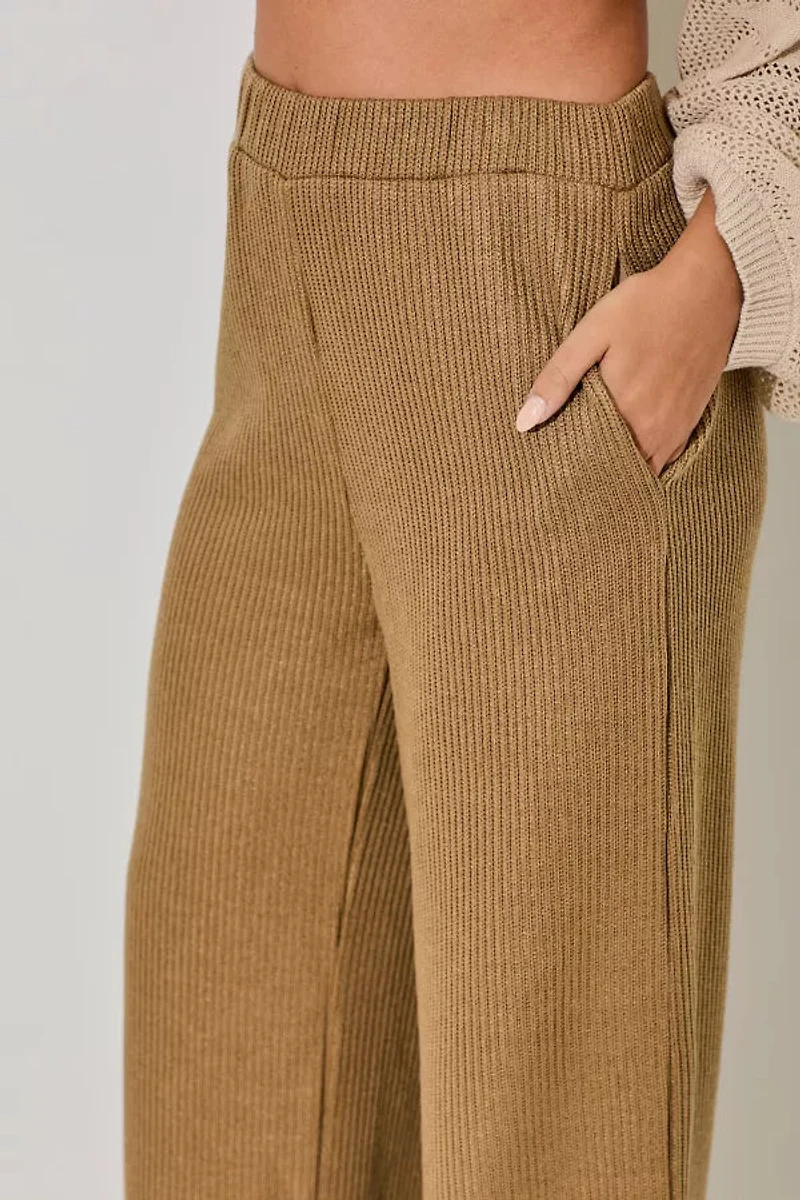 Elastic Knit Long Pants