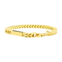 18Kt Gold IP Engravable ID Block with Franco Chain Bracelet