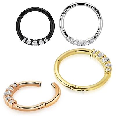 16g Hinged Hoop With 5 Gems