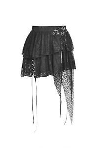 Punk Lace Irregular Mini Skirt