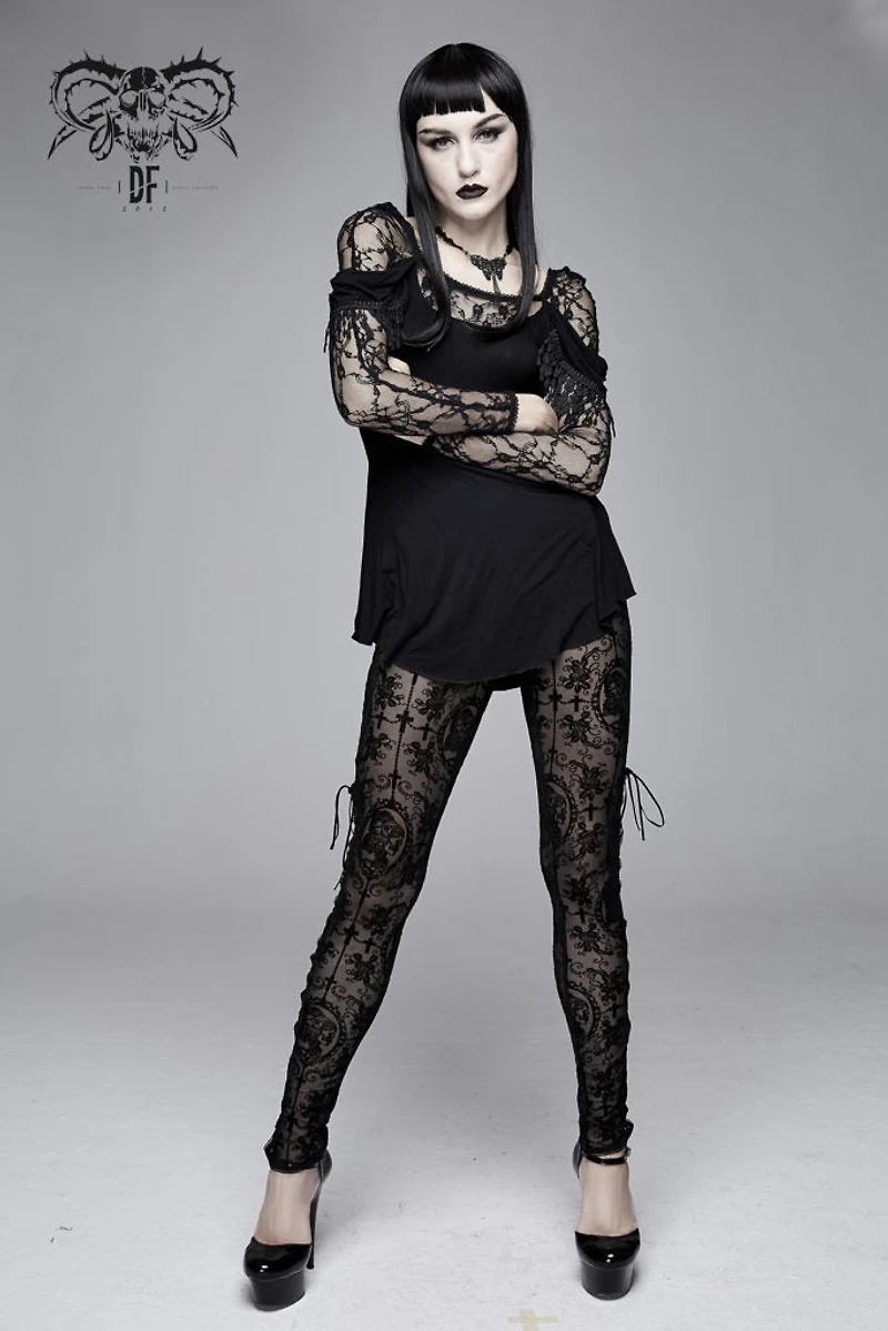 Black Lace Cameo Up Leggings