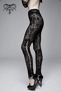 Black Lace Cameo Up Leggings