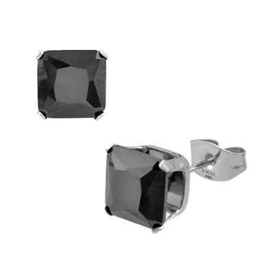 Pendientes cuadrados negros de 8 mm