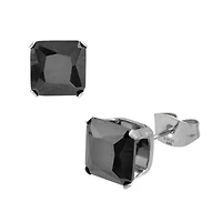 Pendientes cuadrados negros de 8 mm