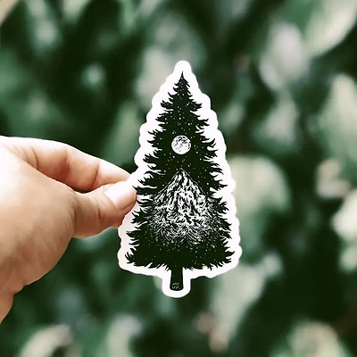 Mountainous Tree Silhouette Sticker