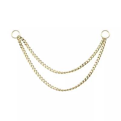 Cadena de eslabones de 2 niveles, 35 mm/43 mm, oro de 14 quilates