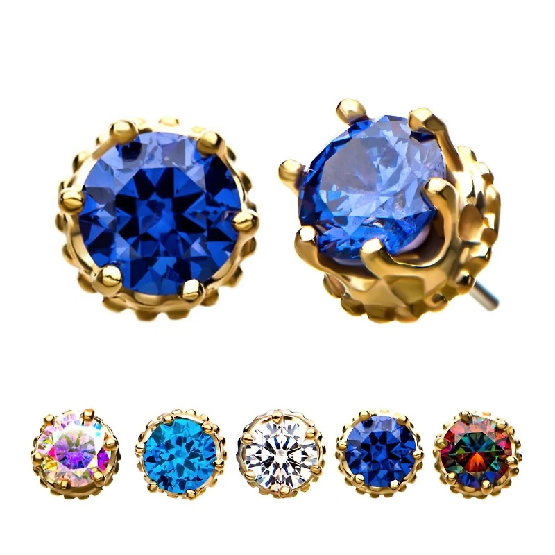 Crown CZ 14kt Threadless