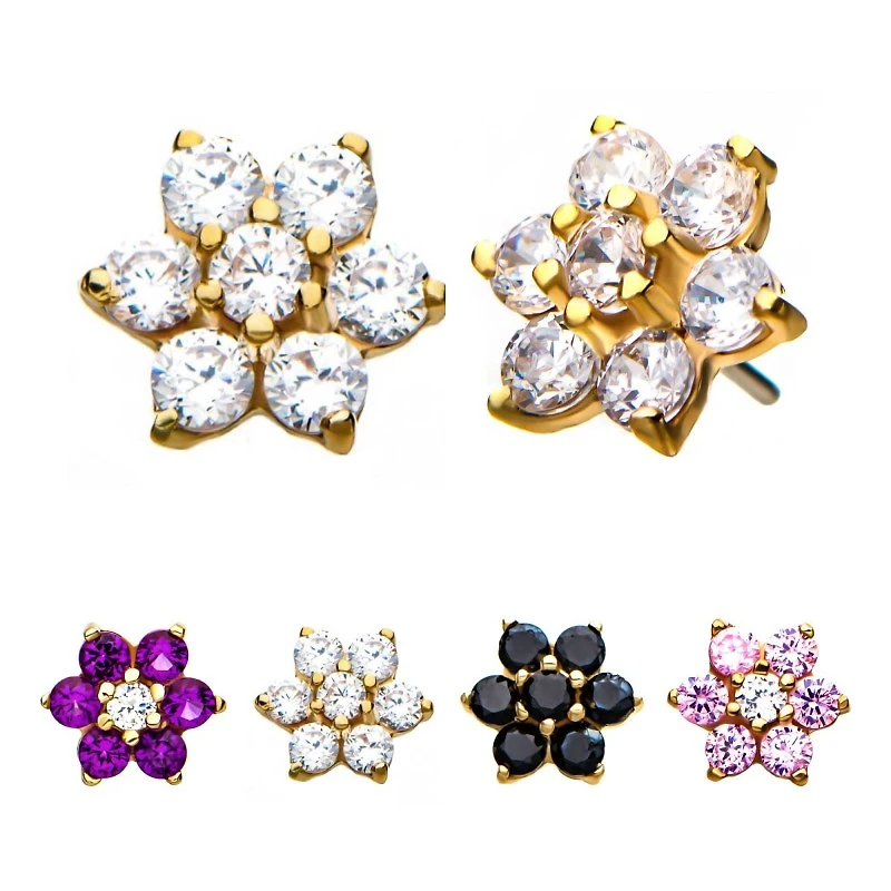 Flor Oro 14KT Sin Rosca