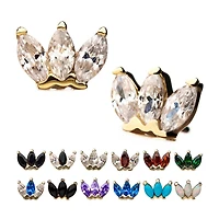 14kt Gold With Triple Marquise Cluster Threadless Tops
