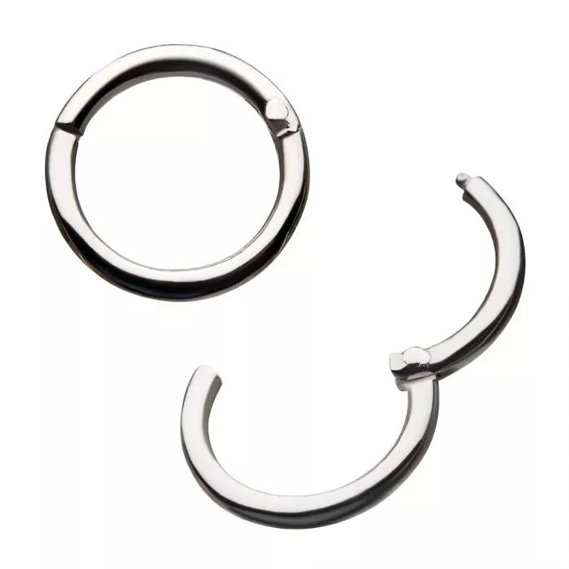 Aro básico con bisagras en oro blanco de 14 quilates, 18 g, 9 mm