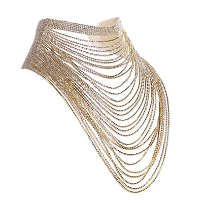 Choker Rhinestone 30 Lines Drape