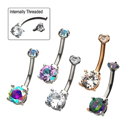 Prong Set Front Facing Round Gem Navel