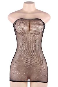 Fishnet Off Shoulder Sparkle Dress