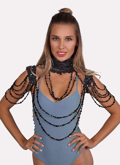Gothic Necklace With Choker & Beads