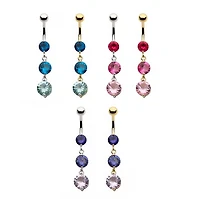 3 Round Gem Multi Coloured Dangle