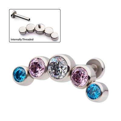 18g 5 Bezel CZ Curved Cartilage