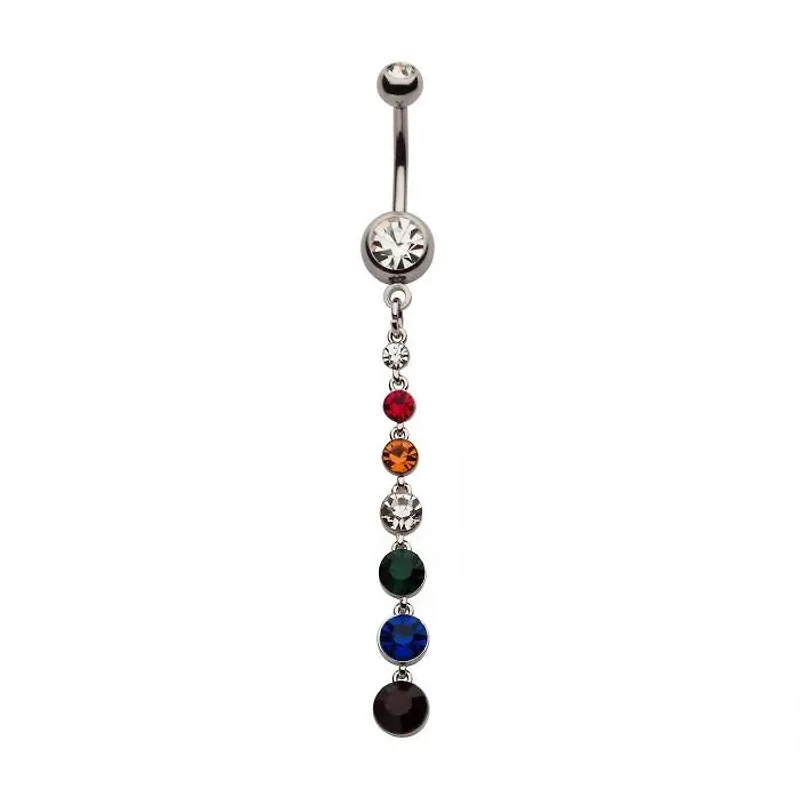 7 Bezel Set Gem Dangle Navel