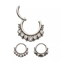 7 Bezel Gems With Beads Hinged Hoop
