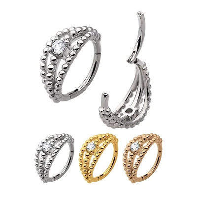 Ball Chains 1 Gem Side Facing Hinged Hoop