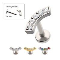 18g Curved Bar Top Wtih 5 Jewels