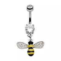 Abeja Pave Gem Alas Ombligo