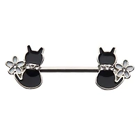 Gato negro con flor