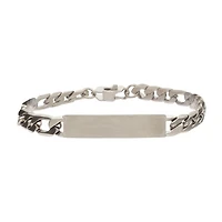 Steel Engravable Double ID Plate with Curb Chain Bracelet