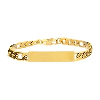 18Kt Gold IP Engravable Double ID Plate with Curb Chain Bracelet