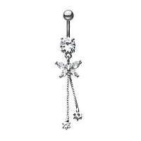 Butterfly With 2 Chain Prong Gems