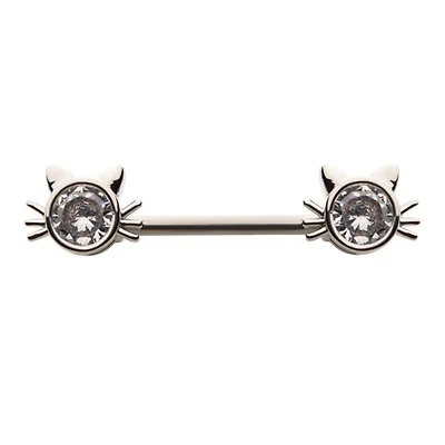 Cat With Whiskers Nipple Barbell