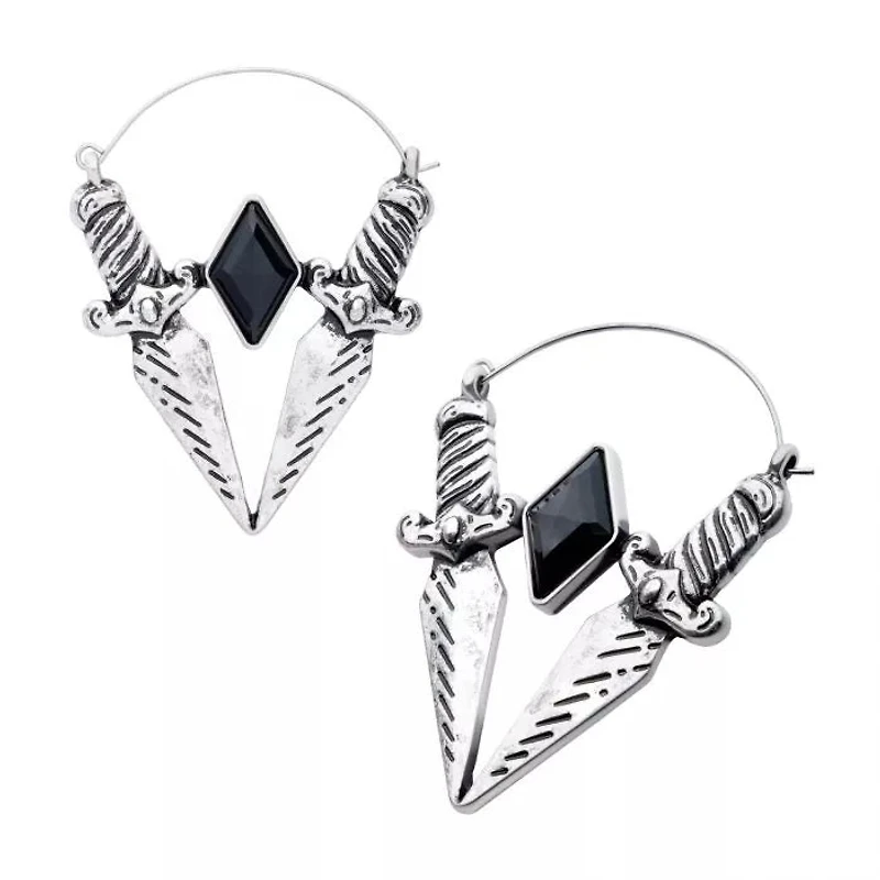V-Shape Dagger with Black CZ Plug Hanger