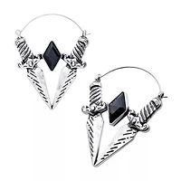 V-Shape Dagger with Black CZ Plug Hanger