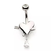 Dripping Heart With Arrow And Tear CZ