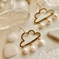Cumulus Raw Brass Cloud Drop Earrings