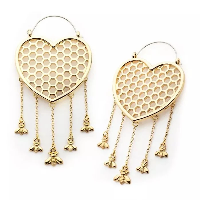 Heart Honey Comb With Bee Dangles