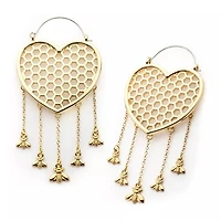 Heart Honey Comb With Bee Dangles