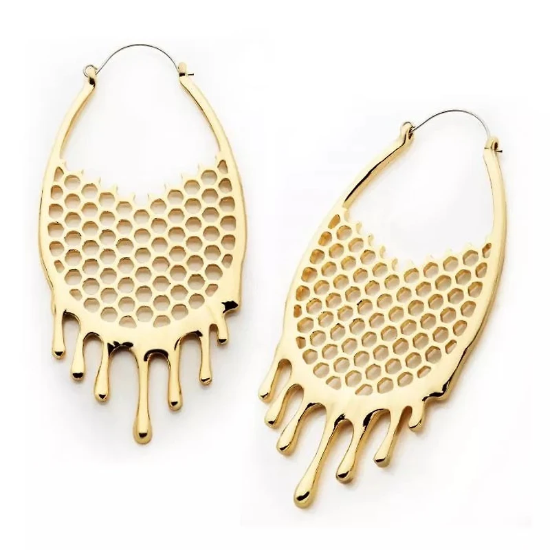 Gold Plated Cut Out Honeycomb With Dripping Effect Plug Hangers