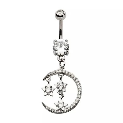 Crescent Moon Triple Star Dangle