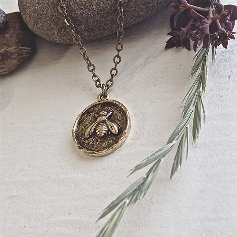 Honeybee Necklace Antique Brass