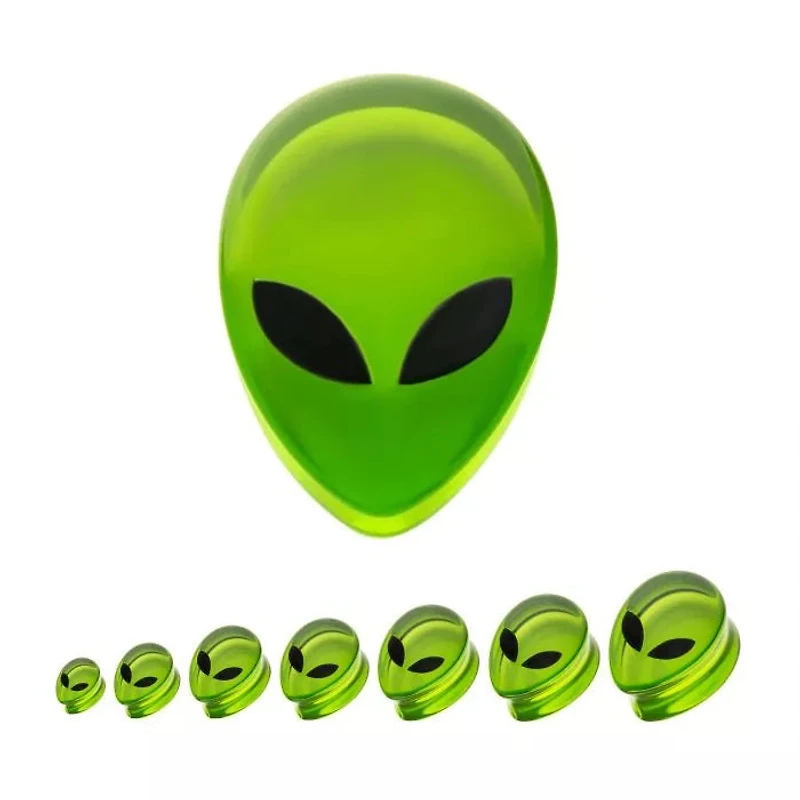 Alien Green Double Flare 0g - 7/8"