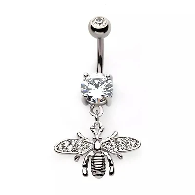 Plain Bee With Pave Wings Navel