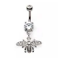 Plain Bee With Pave Wings Navel