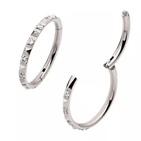 Pyramid And Prong CZ Hinged Hoop