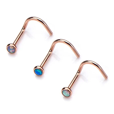 PVD de oro rosa 20 g con ópalo 2 mm
