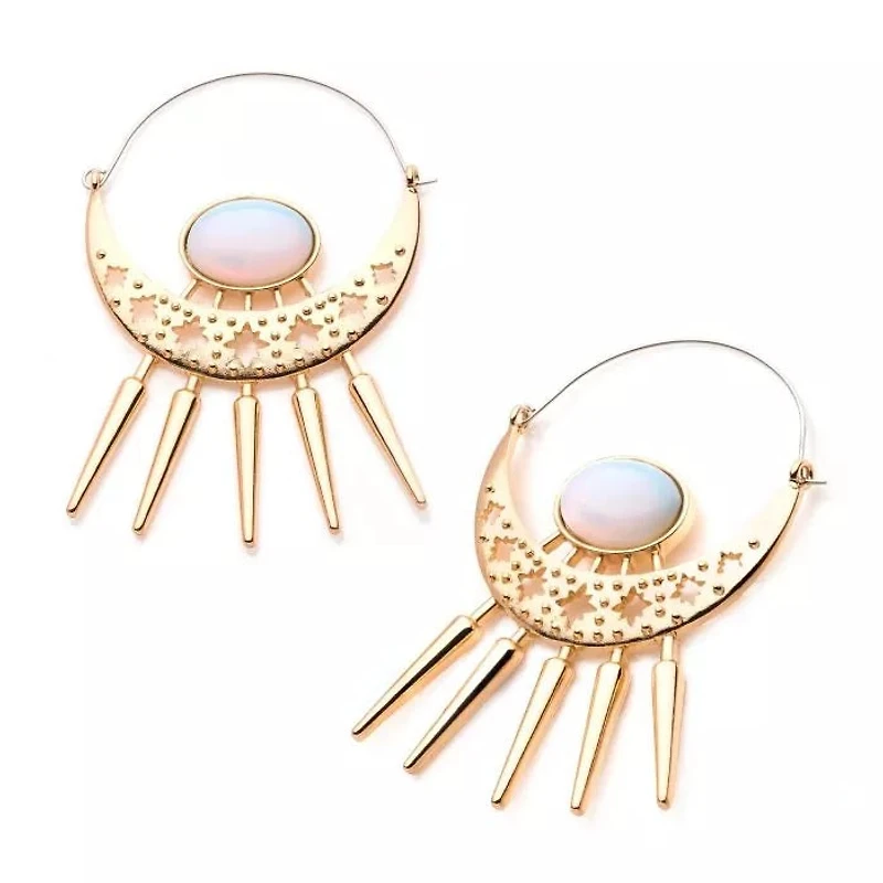 Opalite Oval With Spikes Plug Hanger