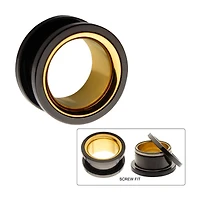 Black With Gold Inlay 0g - 7/8"